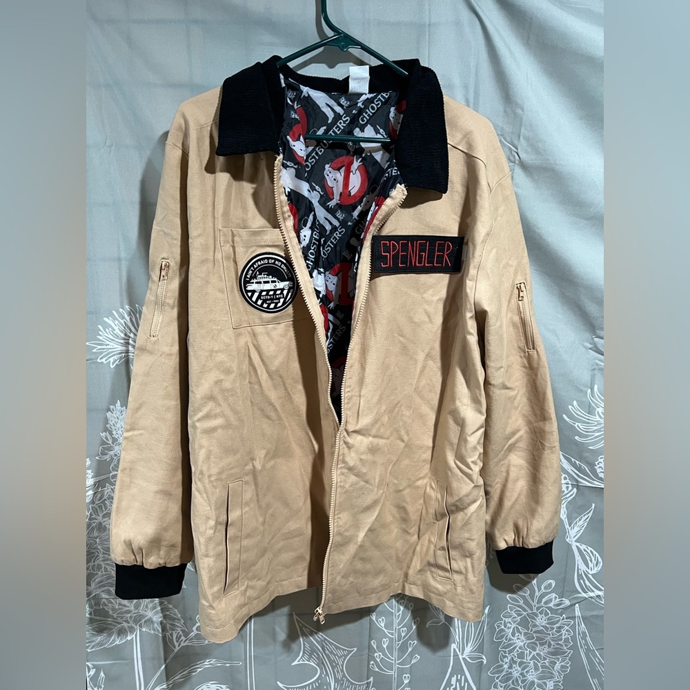 Men's Beige Chore Jacket with Black Trim